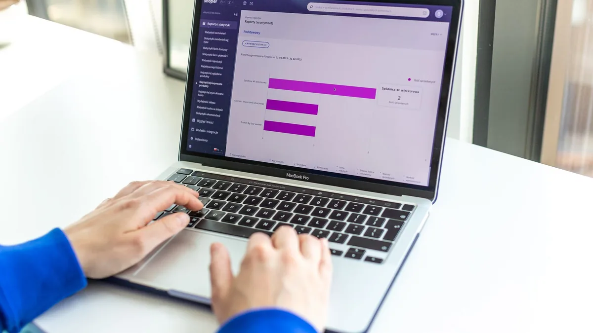 E-ticaret istatistiklerinin açık olduğu dizüstü bilgisayar
