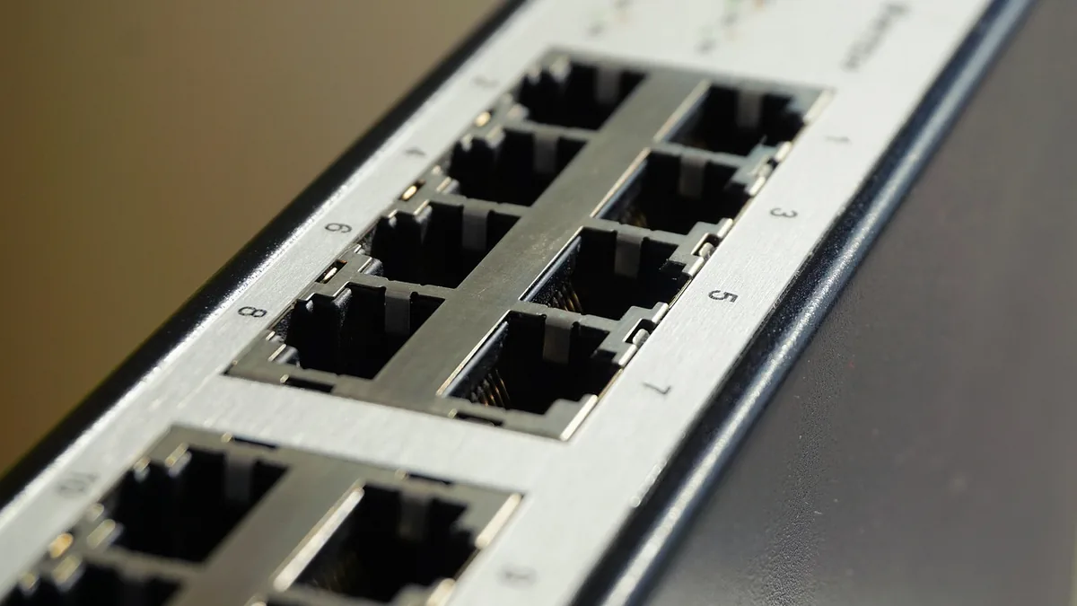 Birbirine bağlı ağ anahtarındaki çok sayıda ethernet portu